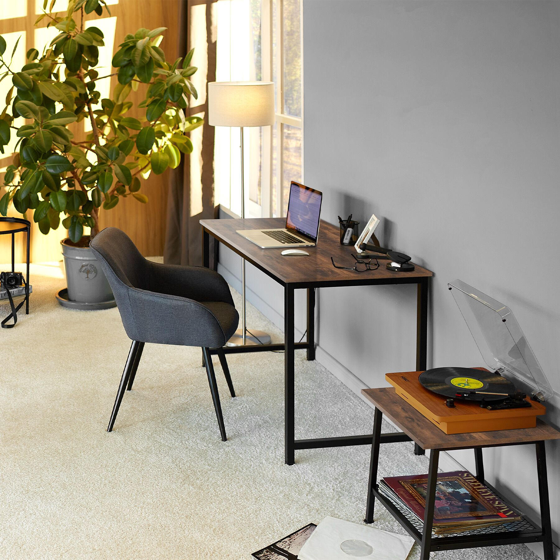 Thumbnail - tectake Schreibtisch, Rost, Holzwerkstoff, Rechteckig, 80x75.5x50 cm, Arbeitszimmer, Schreibtische, Bürotische