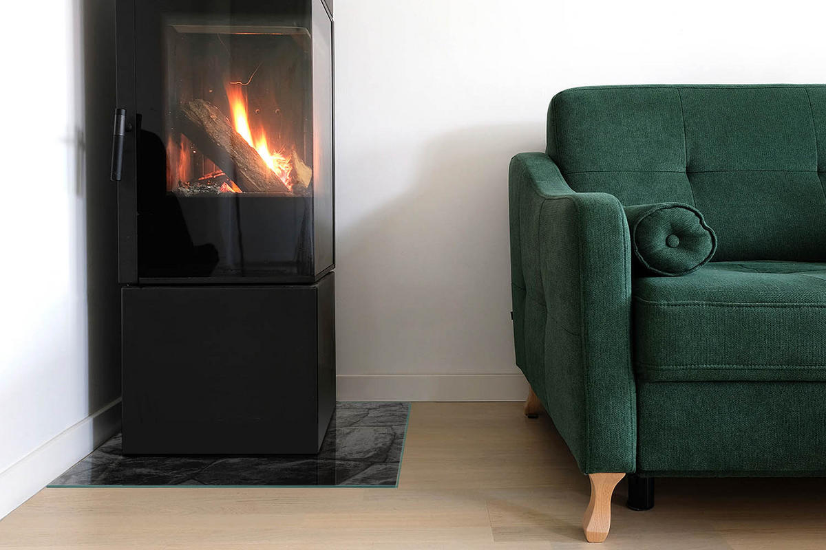 GLASPLATTE für Kamin 50 × 50 cm Grau - Grau, Glas (50/50/0.4cm) - ArtPrintCave