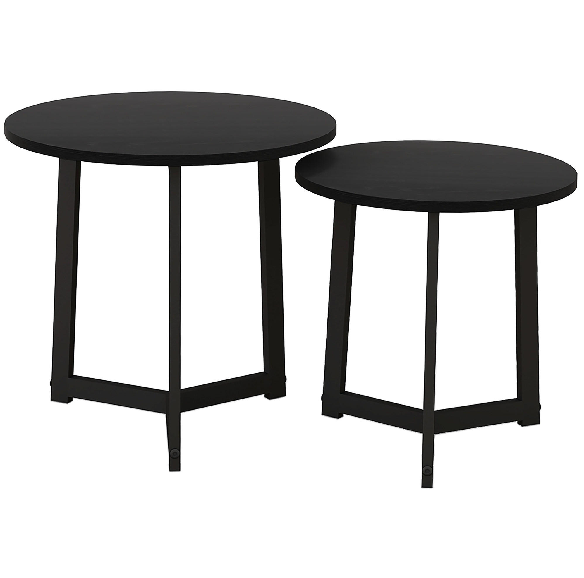 COUCHTISCH-SET aus Stahl und MDF Ø48x45 cm Schwarz, 2-teilig - Schwarz, Metall (48/48/45cm) - IVMEU