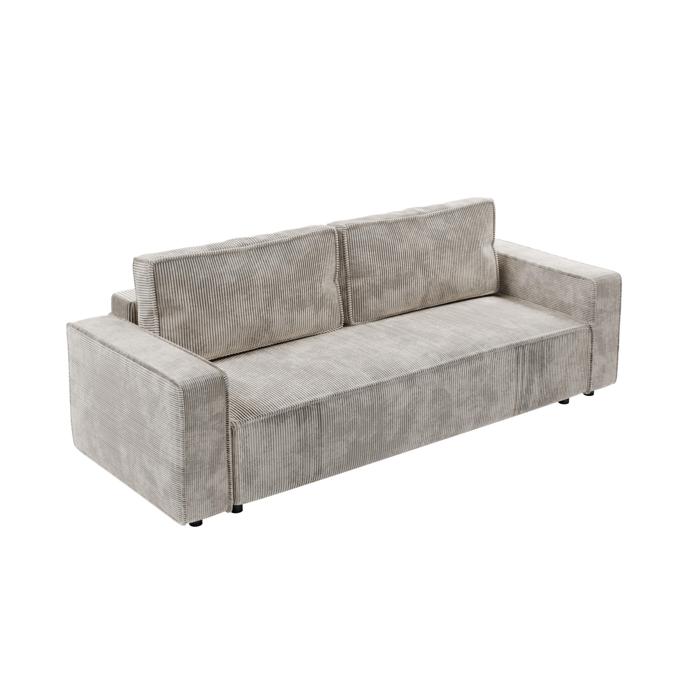 SCHLAFSOFA BRIK 3-Sitzer Cord Poso Cremeweiß - Schlaffunktion DL & Bettkasten - Creme, Textil (238/94/94cm) - Excellent Home