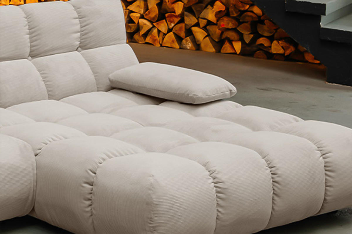 ECKSOFA VIVIEN Beige Cord - Beige/Schwarz, Kunststoff/Textil (290/178cm) - KAWOLA