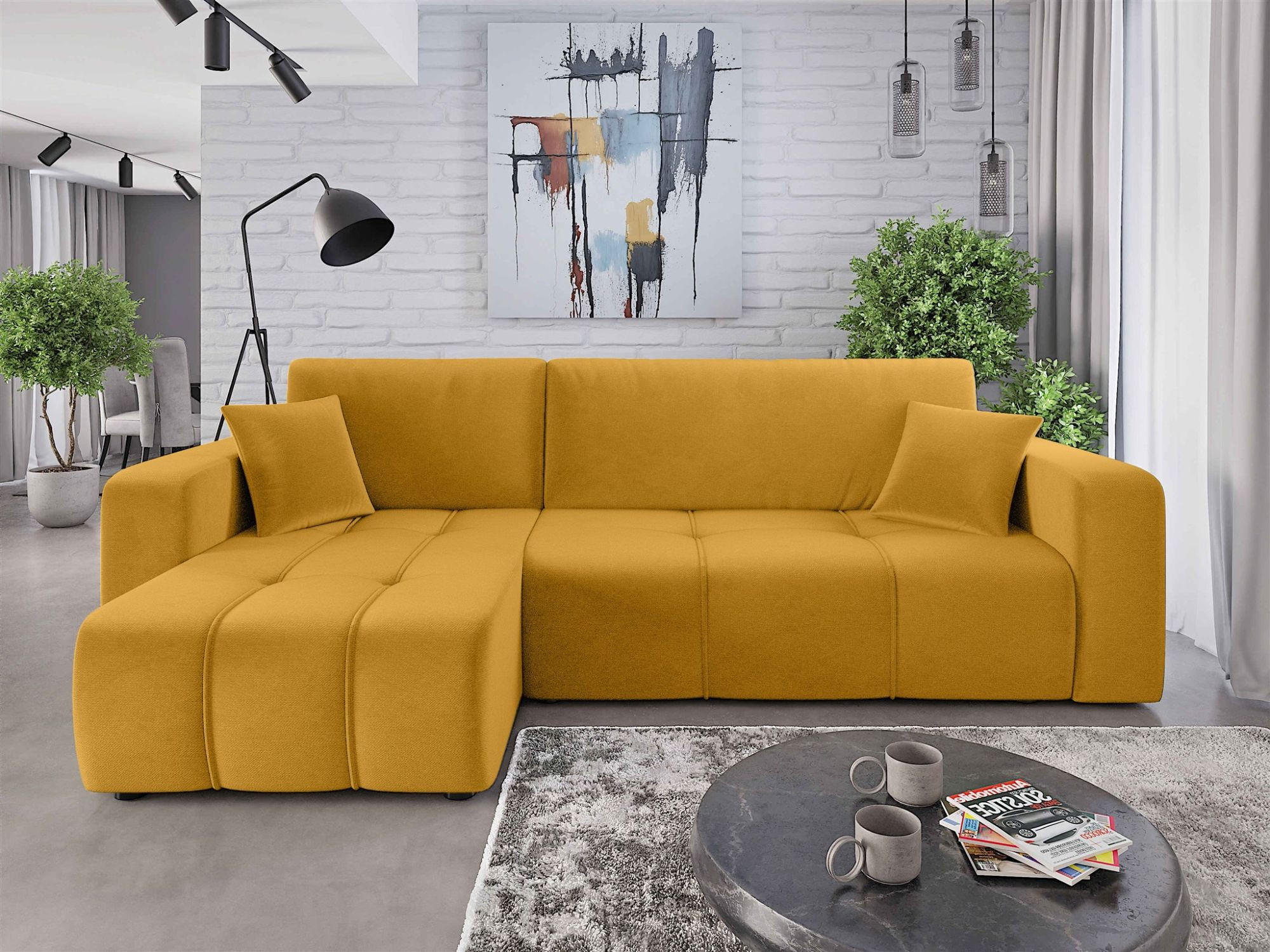 ECKSOFA Dagny Mit Schlaffunktion - Gelb, Holzwerkstoff/Textil (248/146cm) - Fun Möbel