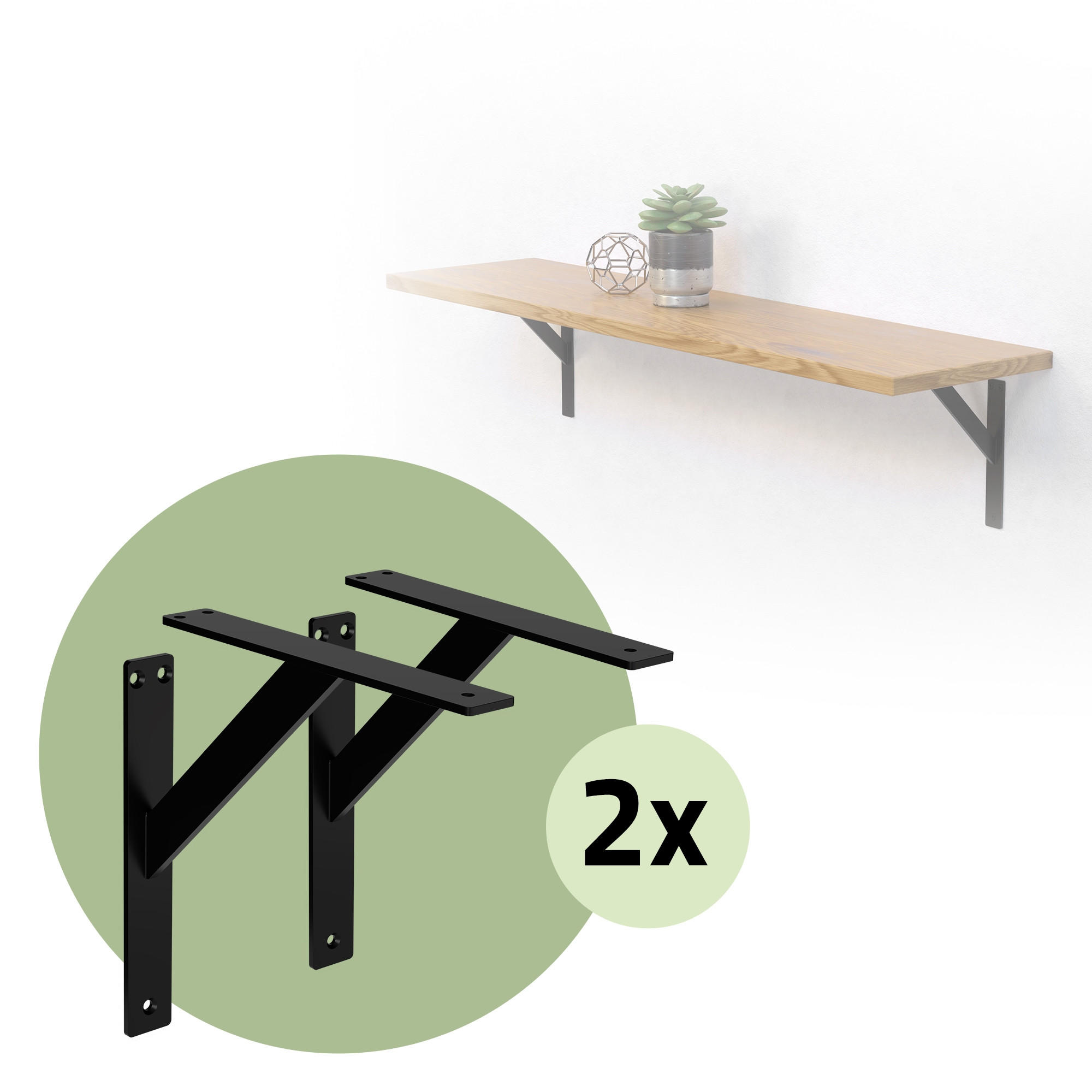 REGALTRÄGER 2er Set - Schwarz, Metall (24/3/24cm) - ML-DESIGN
