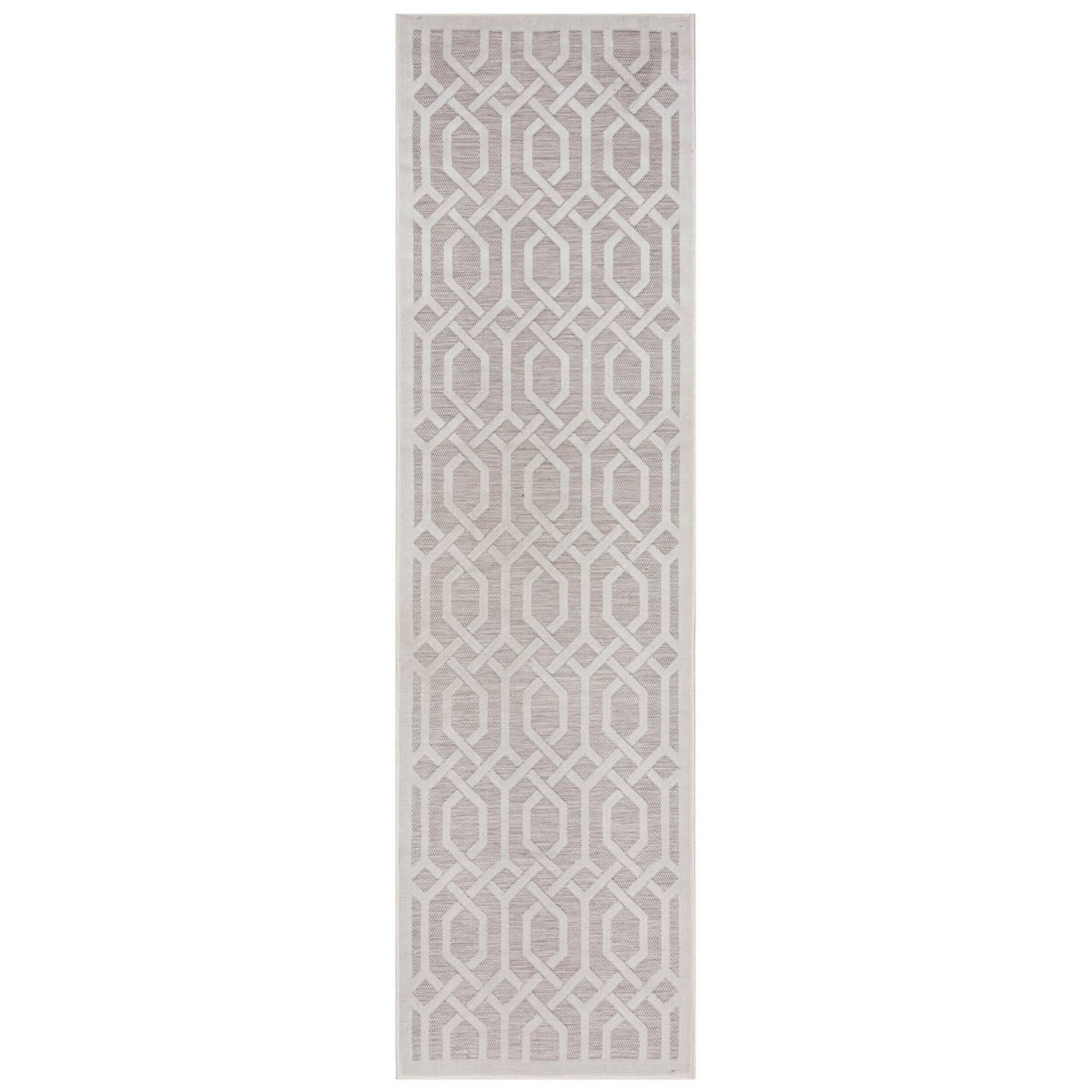 TEPPICH Outdoor Geometrisch-Design, wetterbeständig, naturfarben STOUR ADAM, Grau-Beige 66x230 cm - Grau, Textil (66/230cm) - KADIMA DESIGN