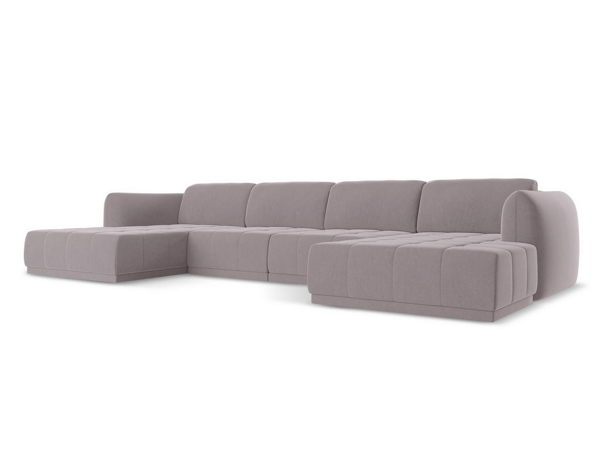 WOHNLANDSCHAFT Samt Stoff Violett - Lila/Flieder, Kunststoff/Textil (370/74/170cm) - Makamii