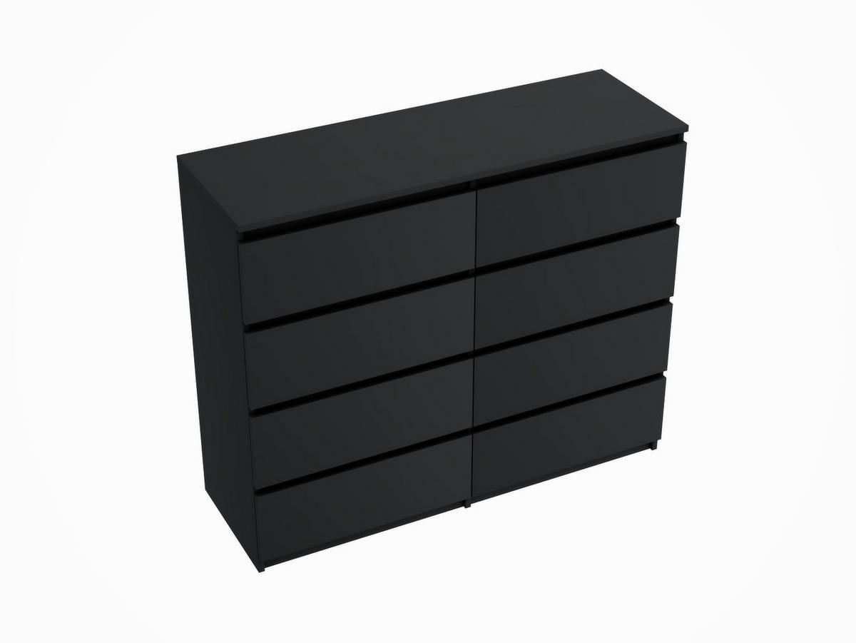 KOMMODE mit 8 Schubladen 120 holz schwarz - Schwarz, Holzwerkstoff (120/99/35cm) - EMIX24