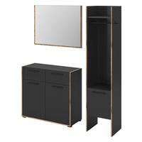 GARDEROBE-SET grau und Nox Eiche, Garderobenkombination 3-teilig, 152 x 189 cm, Salud - Dunkelgrau/Eichefarben, Holzwerkstoff/Kunststoff (152/189/37cm) - Inn.Furn