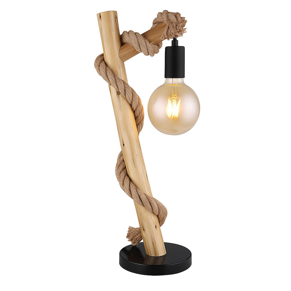 LED TISCHLEUCHTE Buche Braun - Braun, Holz (19/16.5/53.5cm) - Globo Lighting