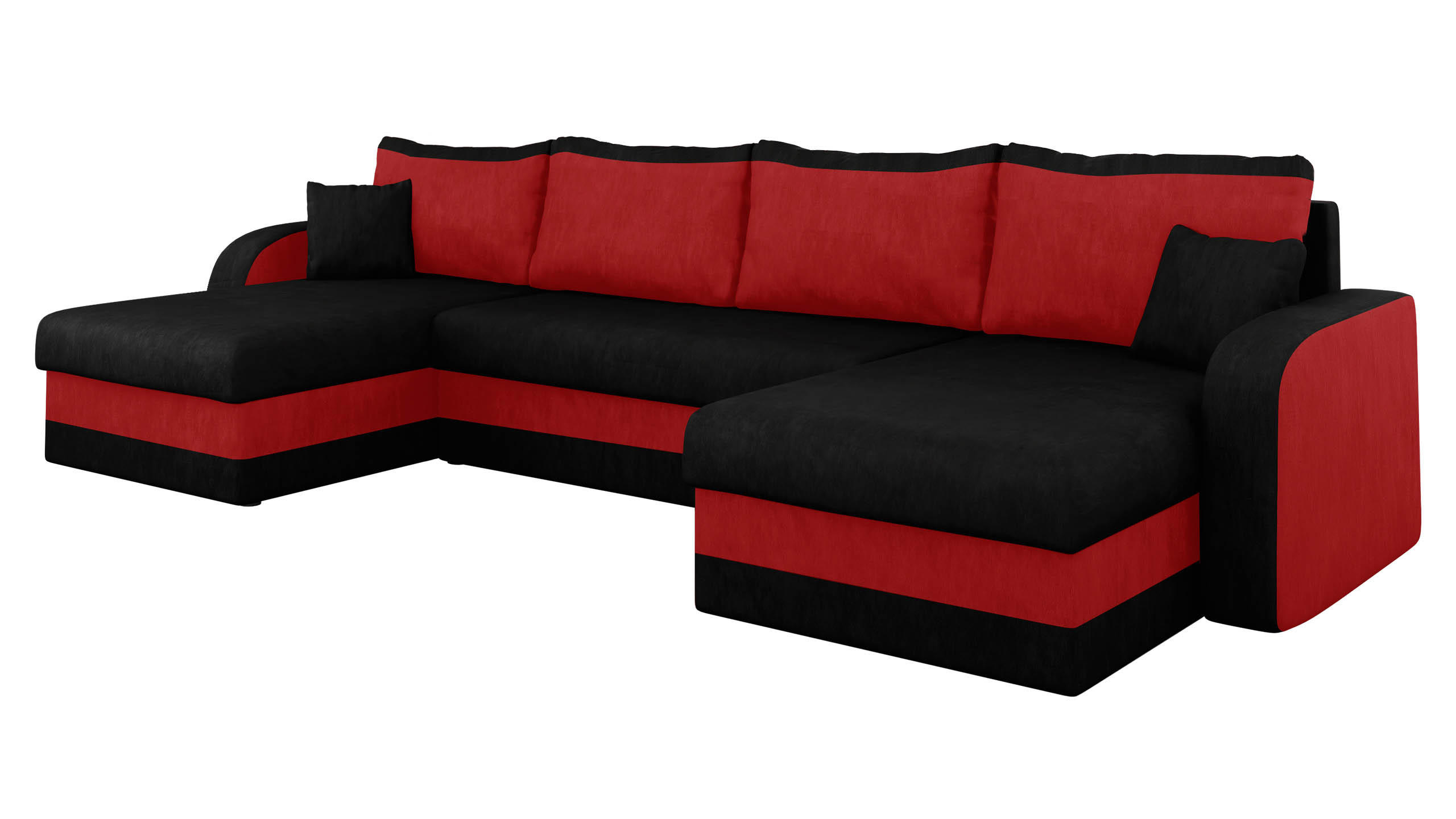 ECKSOFA Kris U - Schwarz, Holz/Kunststoff (304/80/140cm) - MIRJAN24