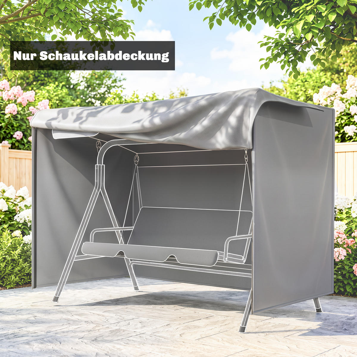 ABDECKUNG Hollywoodschaukel, Grau - Grau, Kunststoff (124/164/205cm) - Outsunny