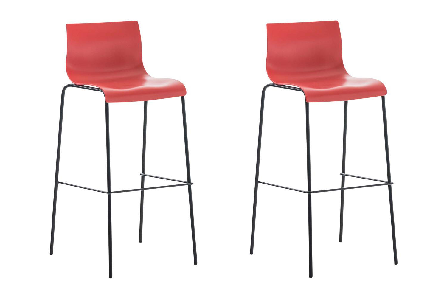 BARHOCKER 2er Set Kunststoff rot - Rot/Schwarz, Kunststoff/Metall (43/100/48cm) - CLP