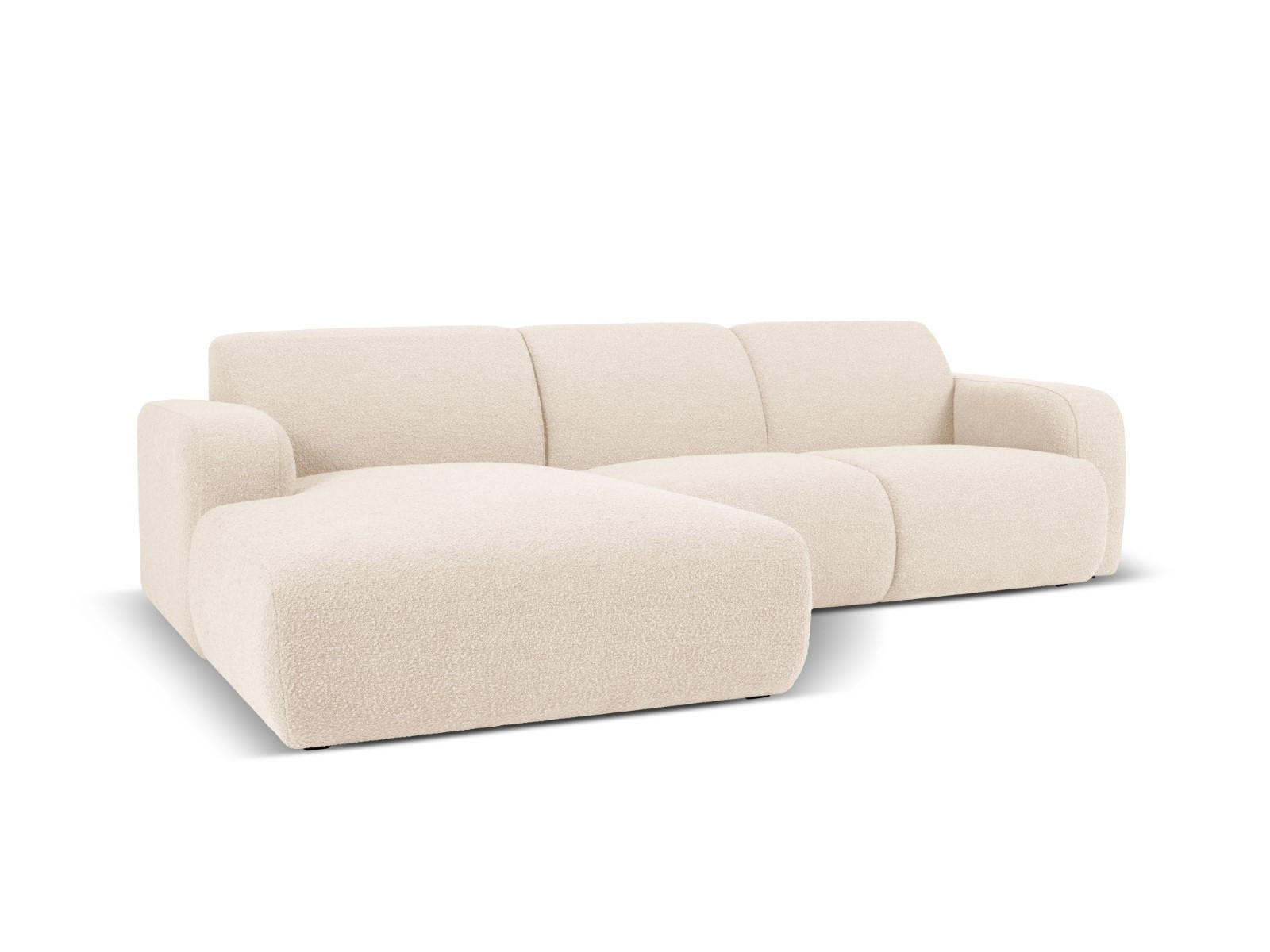 ECKSOFA links Molino aus Boucle beige 4 Sitzplätze - Beige, Textil (170/250cm) - Micadoni