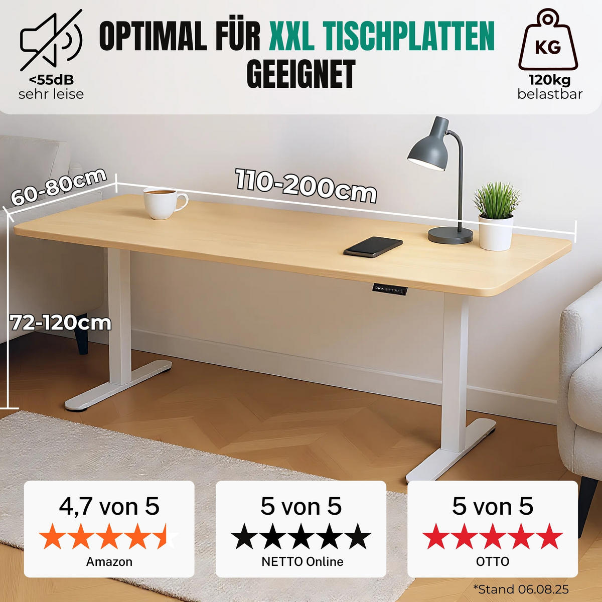 TISCHGESTELL HÖHENVERSTELLBAR LIFT S5 weiss - Weiß, Metall (68/180/118cm) - Albatros