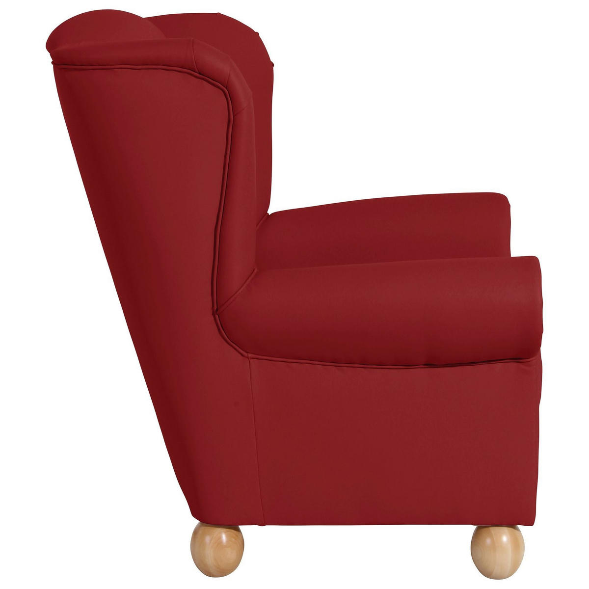 OHRENBACKENSESSEL Kasha Bezug Kunstleder Buche natur / chilli - Rot/Buchefarben, Kunststoff (93/103/87cm) - 58aufmkessel