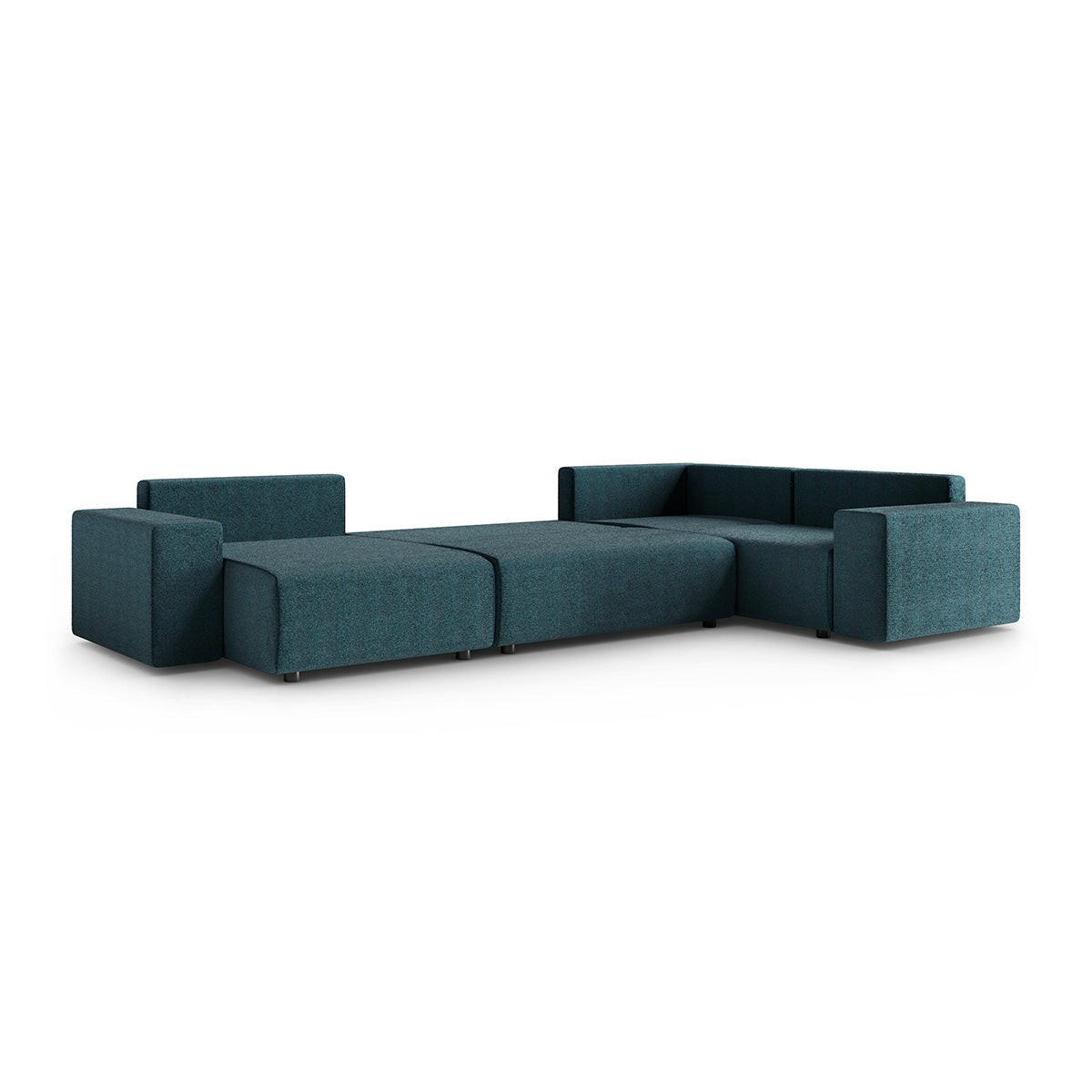 PANORAMASOFA Lorenzo 5 Sitzplätze Blau - Blau, Holz (378/85/236cm) - Petits-meubles