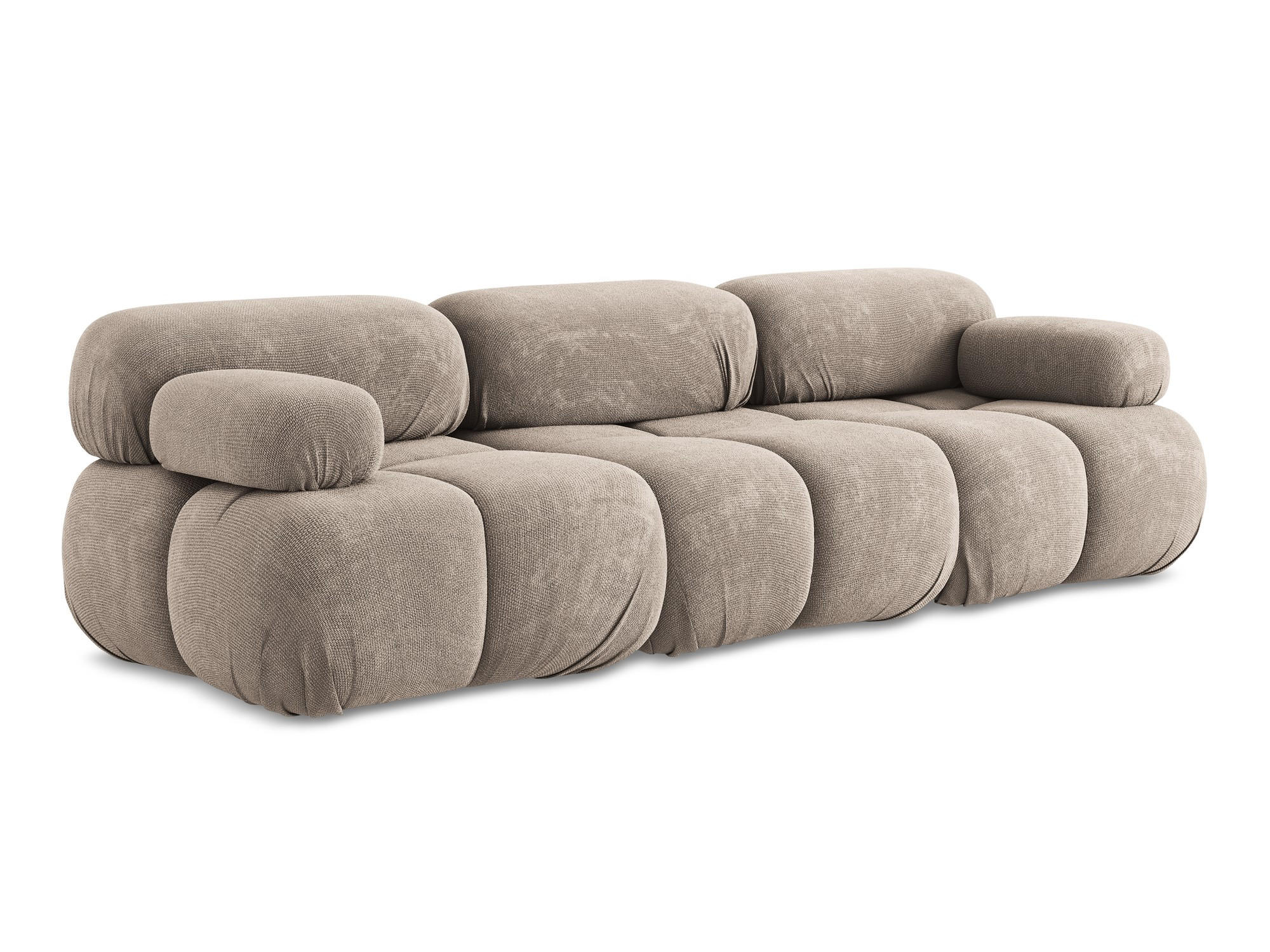 3-SITZER SOFA Chenille Stoff Beige - Beige/Schwarz, Kunststoff/Textil (285/70/96cm) - Makamii