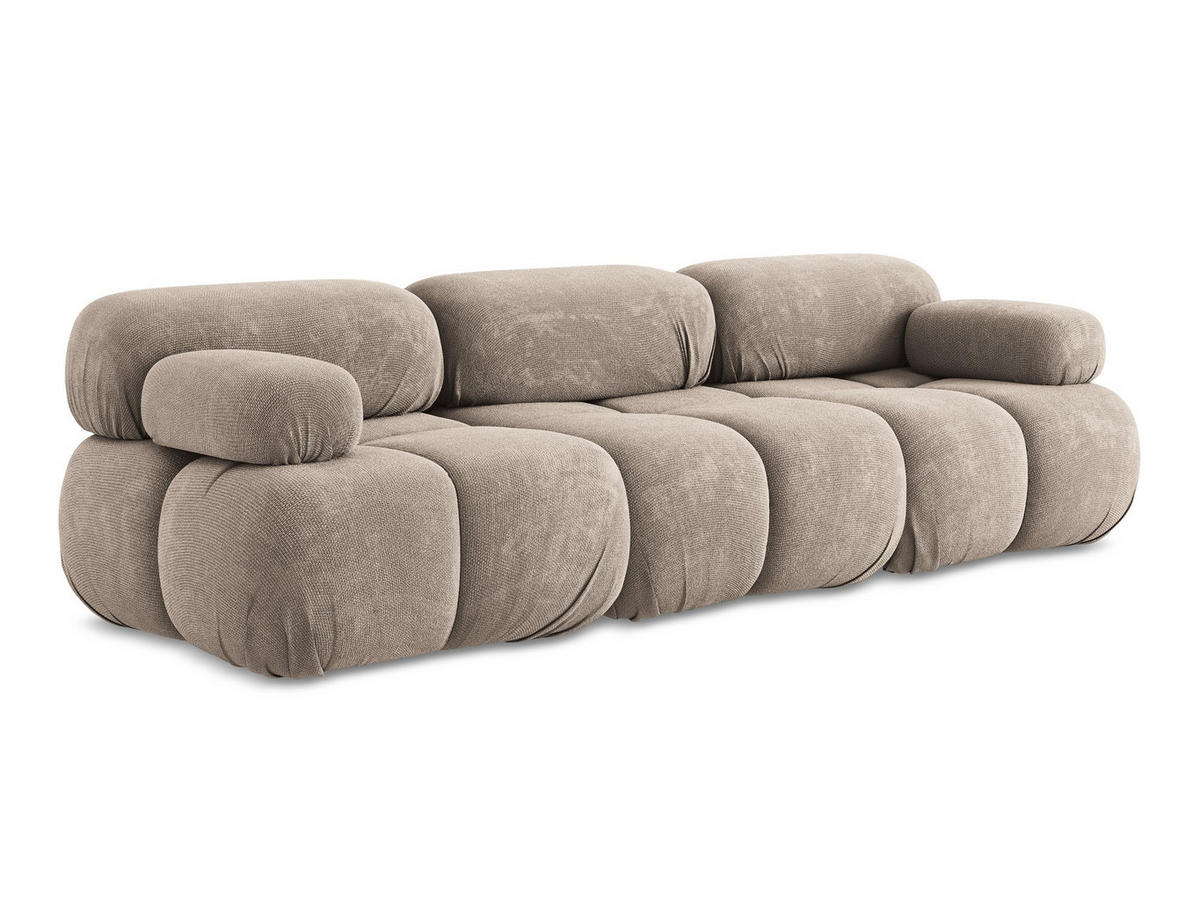 3-SITZER SOFA Chenille Stoff Beige - Beige/Schwarz, Kunststoff/Textil (285/70/96cm) - Makamii
