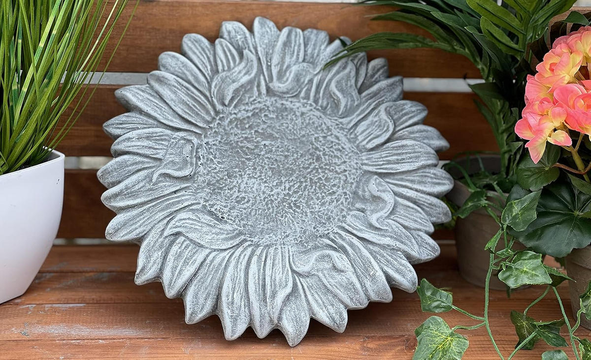 STEINFIGUR Sonnenblume Steinguss frostfest Vogeltränke Insektentränke - Grau, Stein (29/3/28cm) - stoneandstyle