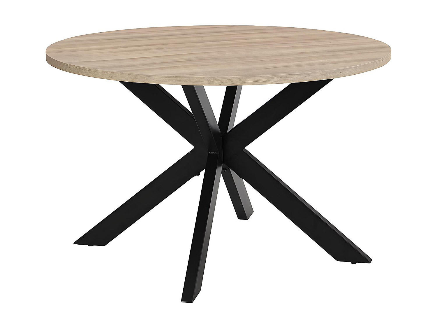 ESSTISCH - 4 Personen - MDF & Metall - Eichefarben & Schwarz - TILKI - Naturfarben, Holz (120/120/77.5cm) - Vente-Unique