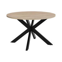 ESSTISCH - 4 Personen - MDF & Metall - Eichefarben & Schwarz - TILKI - Naturfarben, Holz (120/120/77.5cm) - Vente-Unique