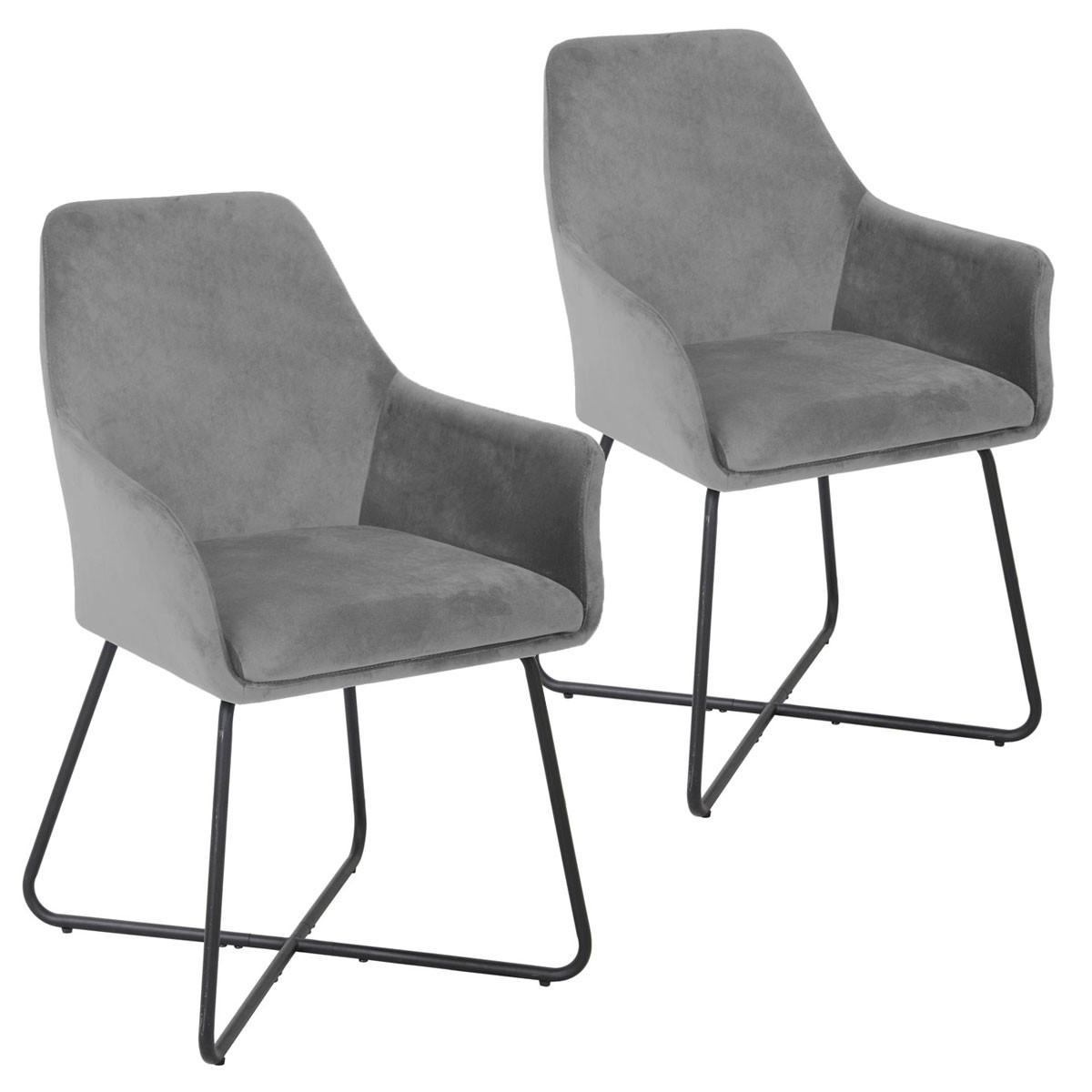ESSZIMMERSTUHL JOSIE Dining 2er Set Stoffbezug Hellgrau - Hellgrau/Schwarz, Textil (59/88/58cm) - SVITA
