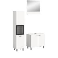 BADKOMBINATION 3tlg. Boston/Tampa Bad in weiß Nachbildung und schwarz B/H/T: 102x186x33 cm - Weiß, Holzwerkstoff (102/186/33cm)