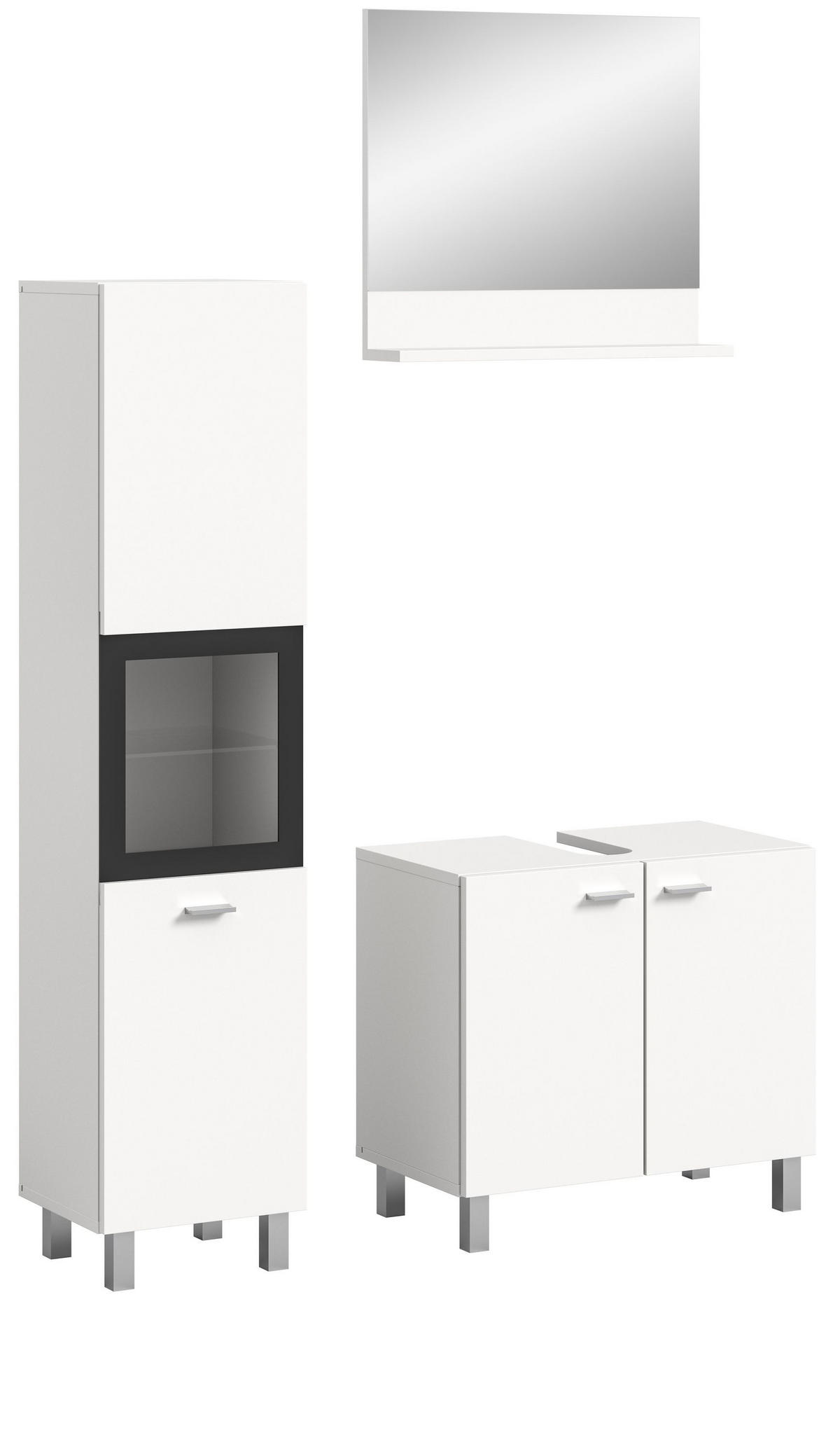 BADKOMBINATION 3tlg. Boston/Tampa Bad in weiß Nachbildung und schwarz B/H/T: 102x186x33 cm - Weiß, Holzwerkstoff (102/186/33cm)