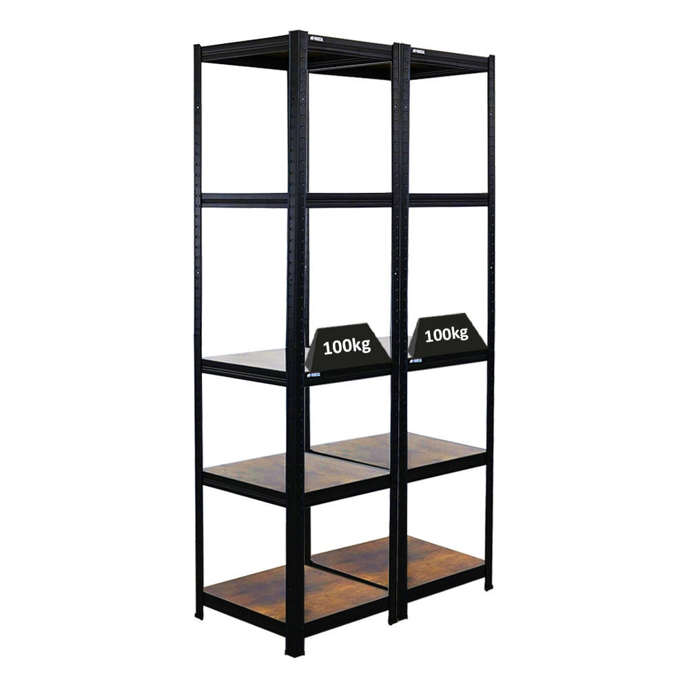 WOHNREGAL 2 Stück Ragnar 180x45x45cm Vintagebraun-Schwarz - Schwarz, Metall (90/180/45cm) - PROREGAL