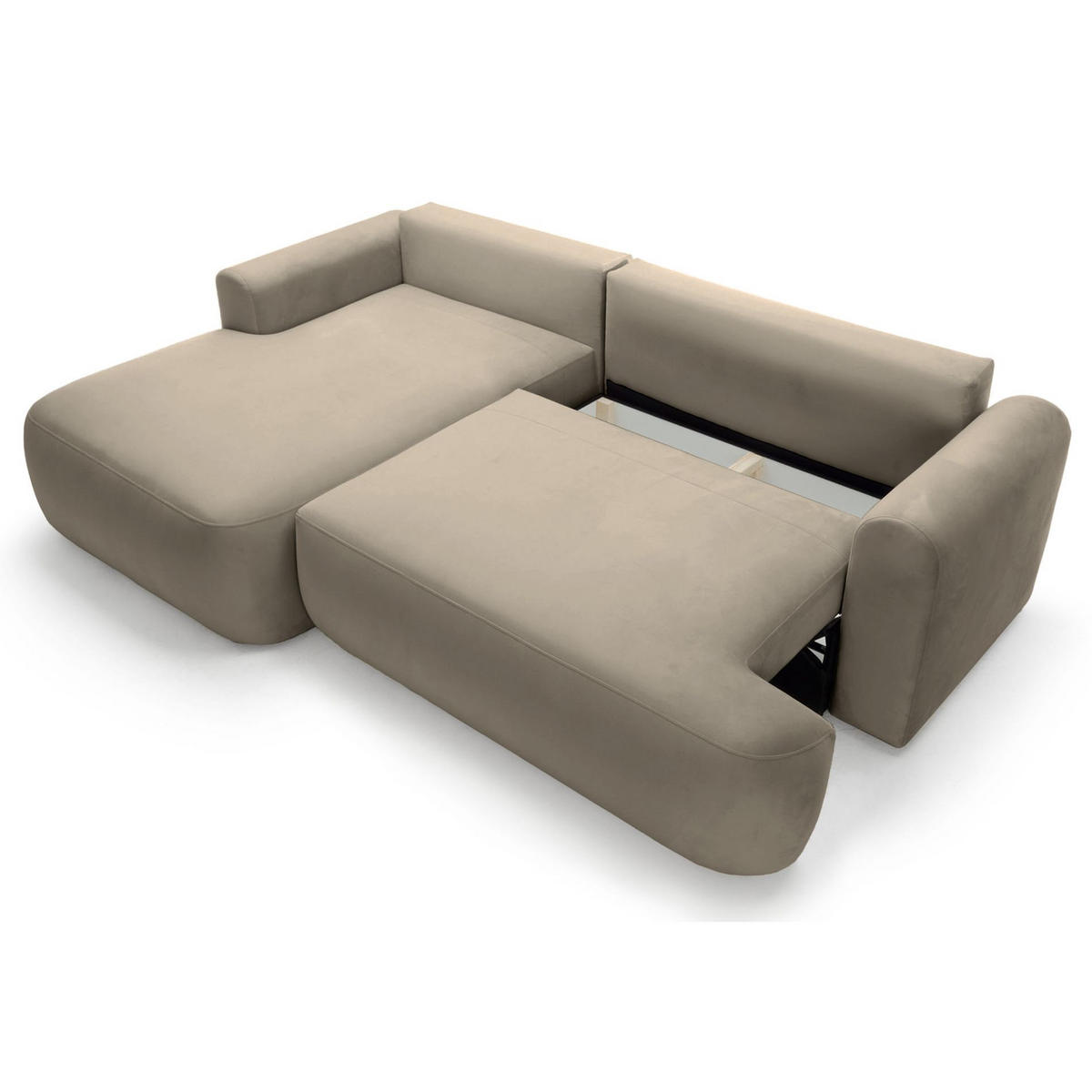 ECKSOFA Ovo Grau-Beige mit wasserabweisendem Samtbezug - Taupe/Schwarz, Kunststoff/Textil (260/165cm) - Selsey