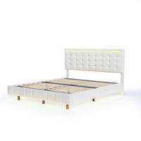SCHWEBEBETT 160x200 cm mit LED, Lattenrost, Leinen, Beige - Beige, Holz (160/200cm)