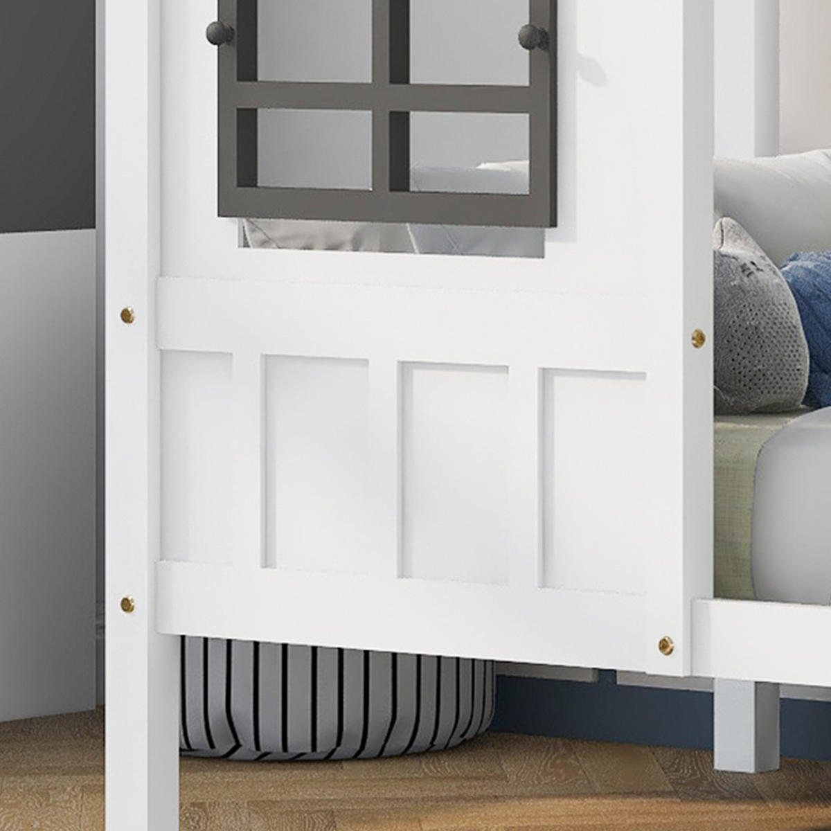 DĚTSKÁ postel 200/90 cm bílá z borovice a MDF s okny a dvěma zásuvkami - bílá, dřevo (90/200cm) - OKWISH