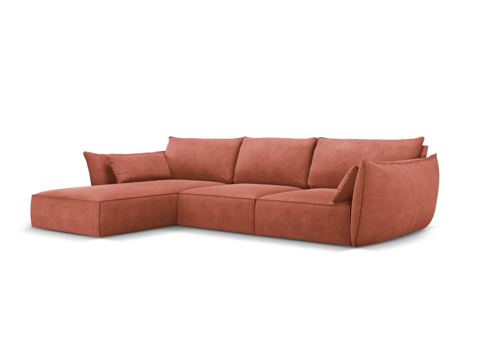 ECKSOFA links Kaelle aus Chenille-Stoff terrakotta 4 Sitzplätze - Terracotta, Textil (171/308cm) - Micadoni