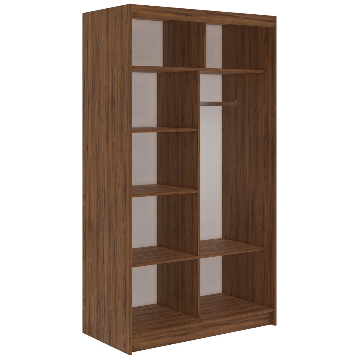 SCHWEBETÜRENSCHRANK 120 - VERONA - Warmia Walnuss mit Spiegel - Walnussfarben/Alufarben, Holzwerkstoff/Metall (120/216/61cm) - MKS