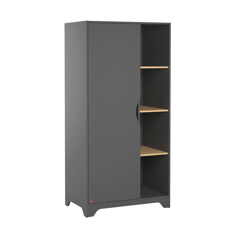 SKRIŇA 1 dvere Sivá a drevo - sivá, kompozitné drevo (88.5/189.5/52cm) - Petits-meubles