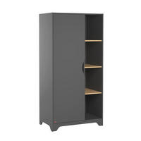 SKRIŇA 1 dvere Sivá a drevo - sivá, kompozitné drevo (88.5/189.5/52cm) - Petits-meubles