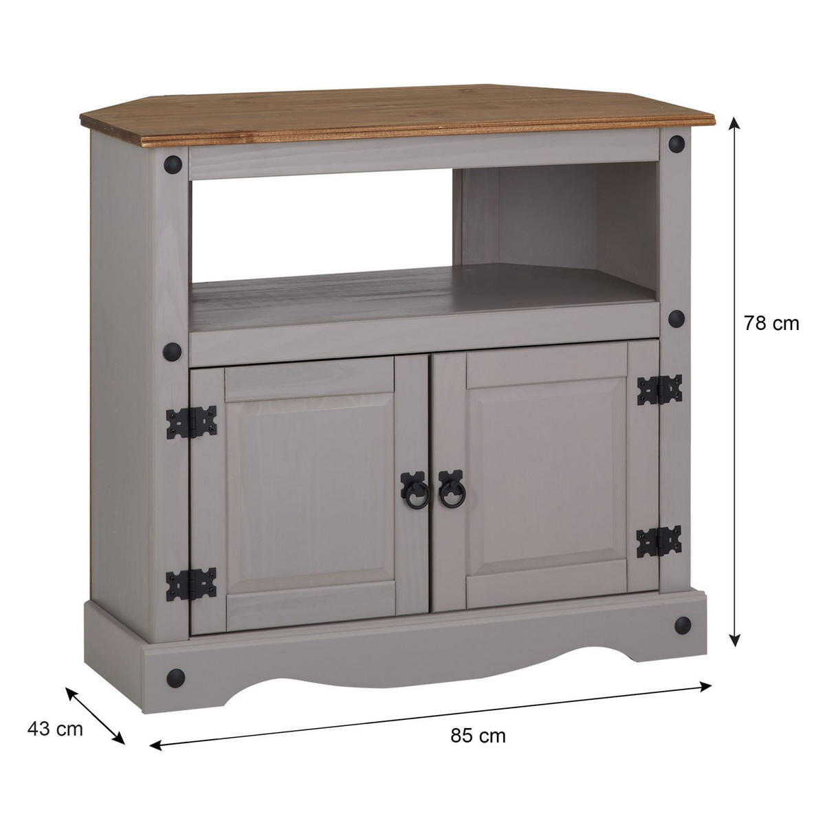 TV RACK RAMON - Naturfarben/Grau, Holz (85/79/43cm) - CARO-Möbel