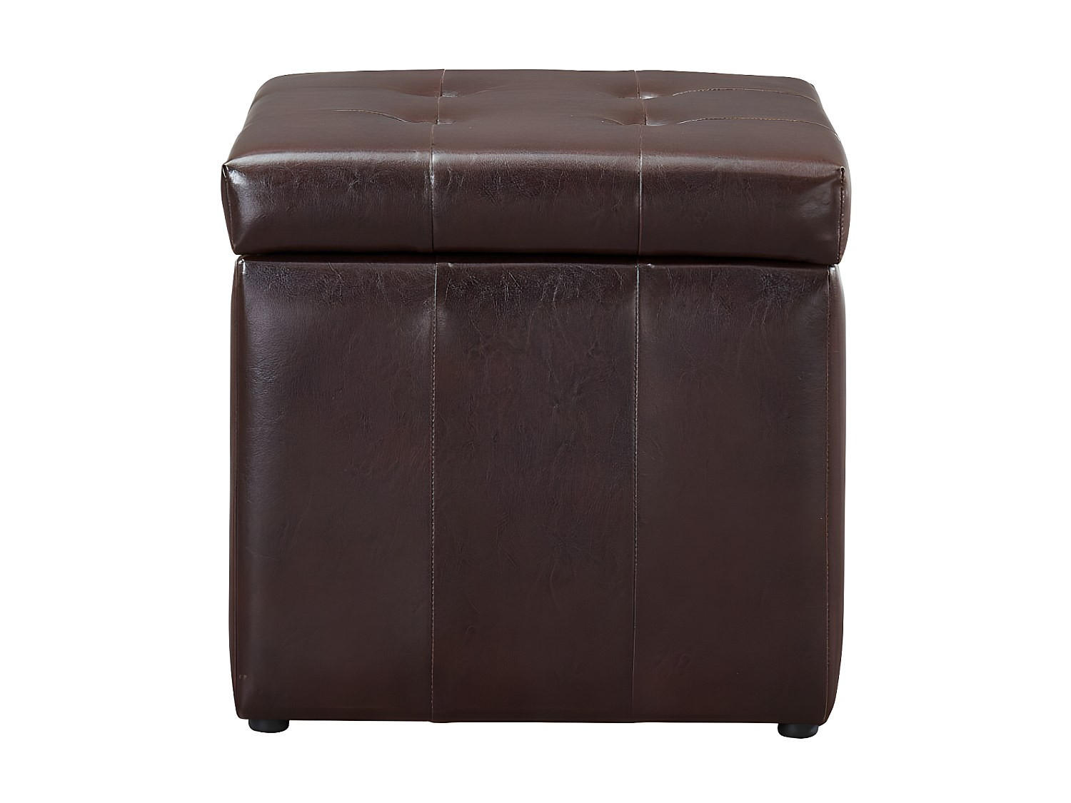 SITZHOCKER - 1 Person - Kunstleder - Schokoladenbraun - SERAFINO - Braun, Leder (49/48/49cm) - Vente-Unique