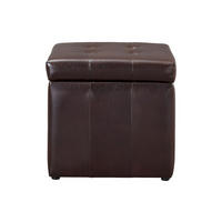 SITZHOCKER - 1 Person - Kunstleder - Schokoladenbraun - SERAFINO - Braun, Leder (49/48/49cm) - Vente-Unique