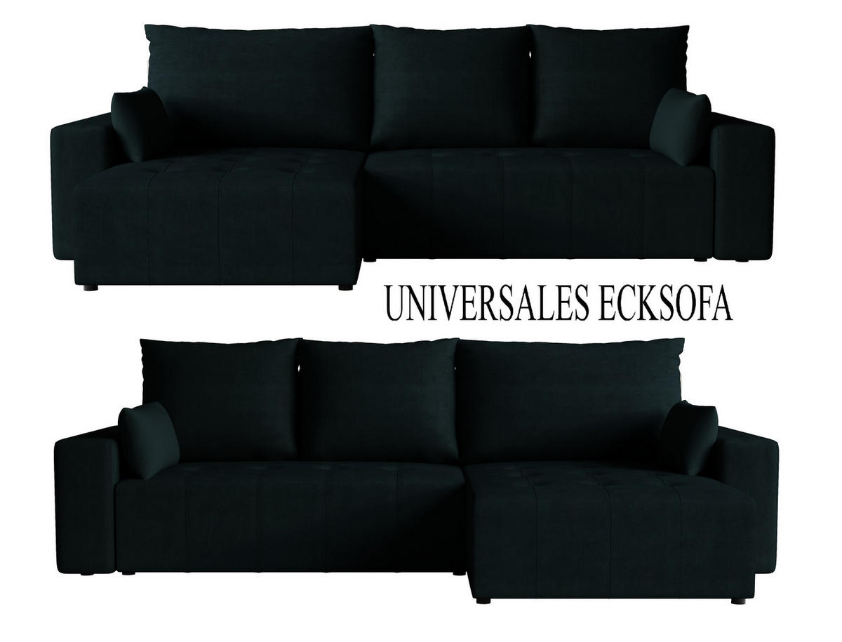 ECKSOFA Tico mit Bettkasten und Schlaffunktion, L-Form/XL-Form, Velourstoff, Universal - Anthrazit, Holzwerkstoff (276/145cm) - 4ALL HOME