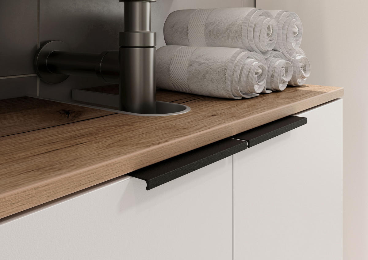 WASCHBECKENUNTERSCHRANK Weiß-Beige 70x34x58 cm mit Siphonaussparung TAHO - Weiß, Holz/Metall (70/58/34cm) - KADIMA DESIGN