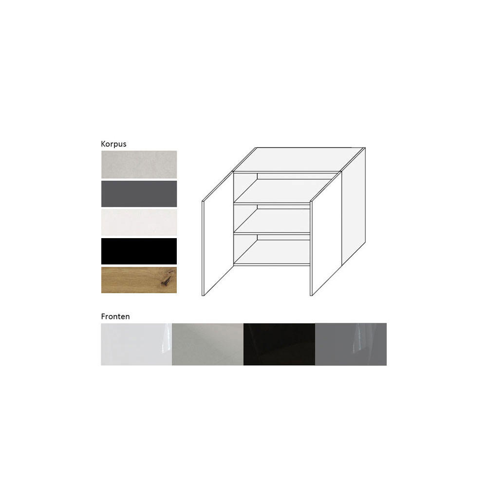 Thumbnail - Feldmann-Wohnen Küchenhängeschrank, Graphit, Weiß, Holz, 2 Fächer, Rechteckig, 90x72x32.5 cm, Küchen, Küchenmöbel, Küche...