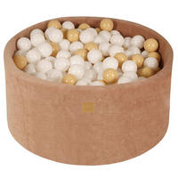 BÄLLEBAD für Kinder, Samt, Beige - Transparent/Beige, Textil (90/90/40cm) - MeowBaby