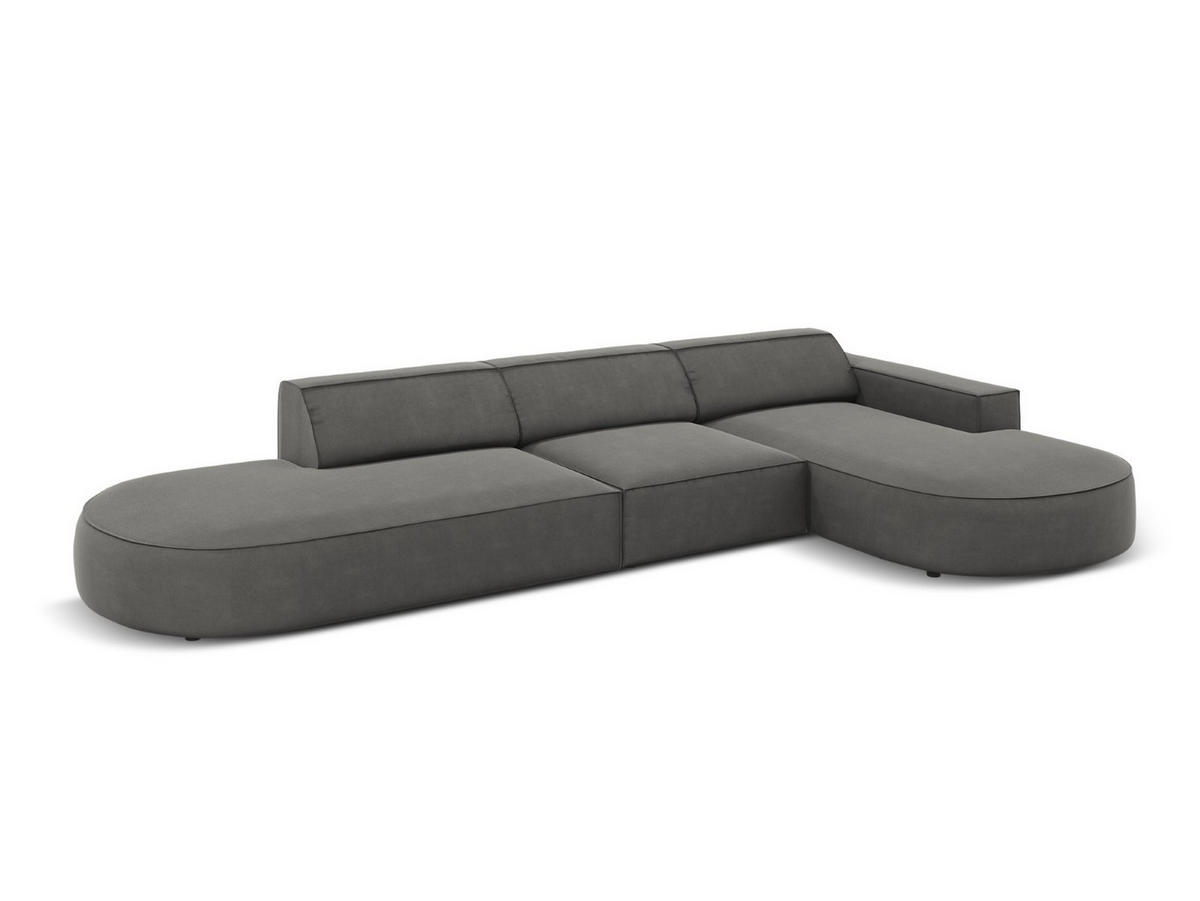 ECKSOFA rechts Jodie aus Samt hellgrau 4 Sitzplätze - Hellgrau, Textil (166/342cm) - Micadoni