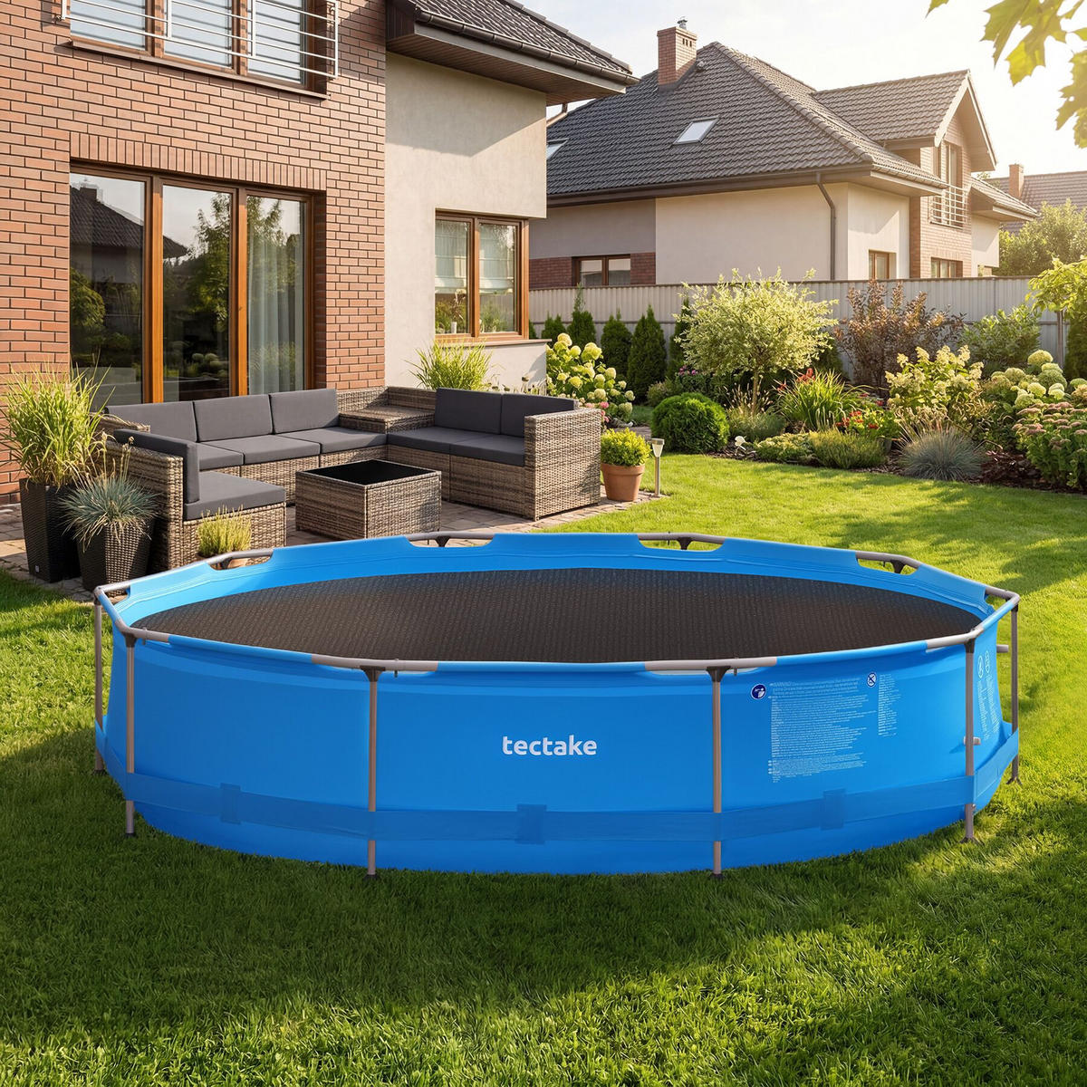 POOL-SOLARFOLIE , Durchmesser 488 cm, schwarz - Schwarz, Kunststoff (488/488cm) - tectake