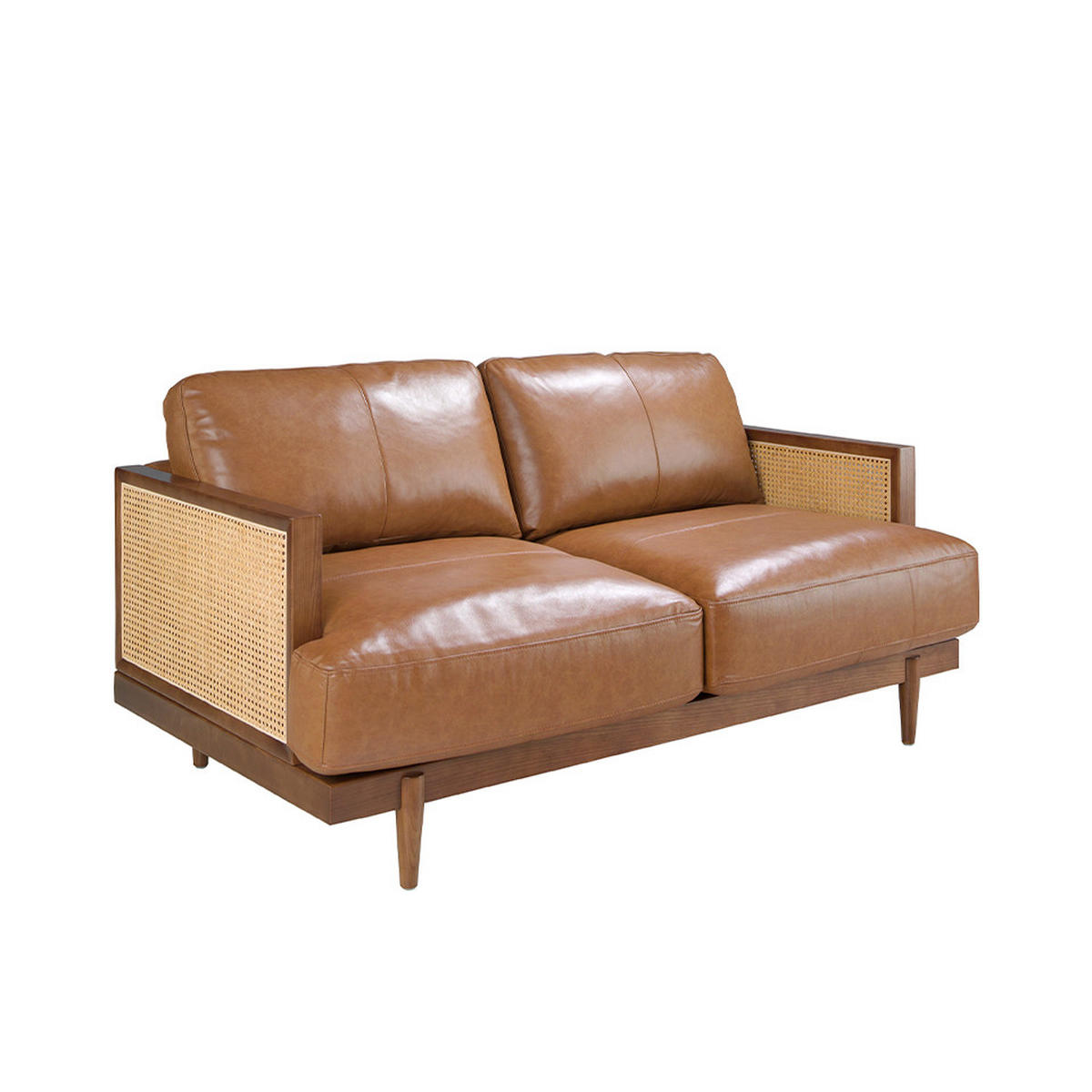 SOFA 2-Sitzer-Sofa aus braunem Leder 164/96/83 cm - Walnussfarben/Braun, Leder (164/83/96cm) - ANGEL CERDA