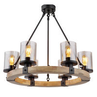 LED KRONLEUCHTER LILA Schwarz Holz Glas - Schwarz, Holz (59/59/98cm) - Globo Lighting