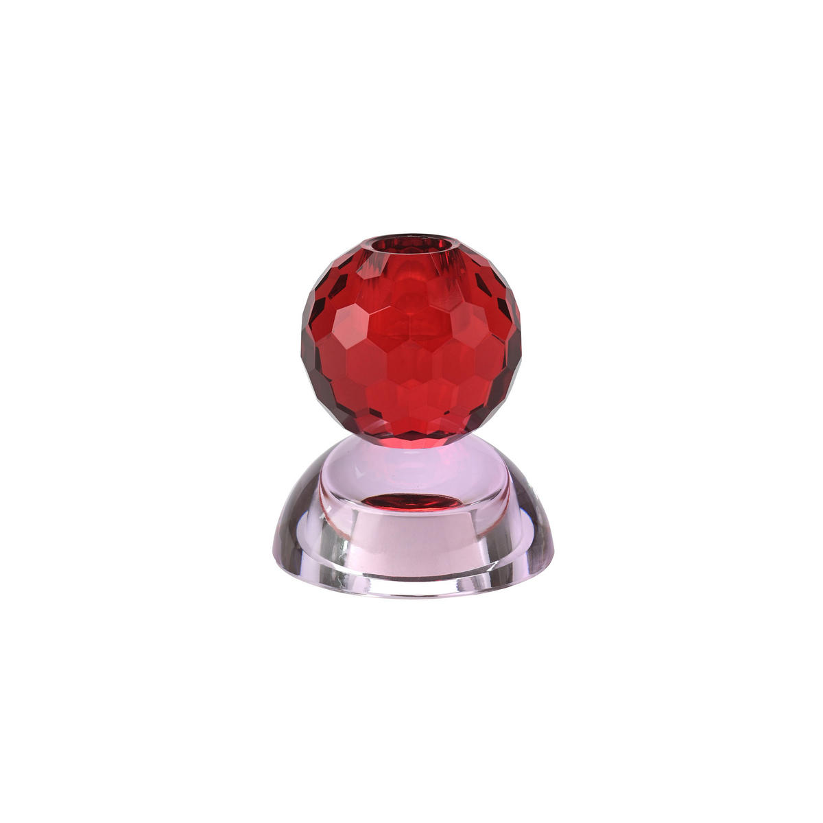 KERZENHALTER Sari Kugel Cabochon, Glas, Rot / Hellrosa, H 9 cm - Rot, Glas (8.5/11.5/8.5cm) - Gift Company