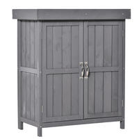 GARTENSCHRANK Geräteschuppen, Doppeltür, 2 Fächer, wetterfest, Tannenholz, Dunkelgrau - Grau, Holz (43/88/74cm) - Outsunny