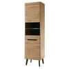VITRINE Eiche Artisan, schwarz 53 cm, Vitrinenschrank skandinavisch - Eichefarben/Schwarz, Glas/Holzwerkstoff (53/197/40cm) - Furn.Design