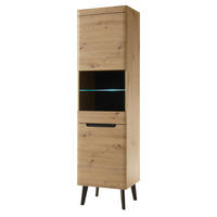 VITRINE Eiche Artisan, schwarz 53 cm, Vitrinenschrank skandinavisch - Eichefarben/Schwarz, Glas/Holzwerkstoff (53/197/40cm) - Furn.Design